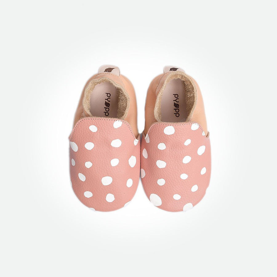 Baby Loafers Natural On Nude White Polkadots - Pyopp