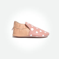 Baby Loafers Natural On Nude White Polkadots - Pyopp