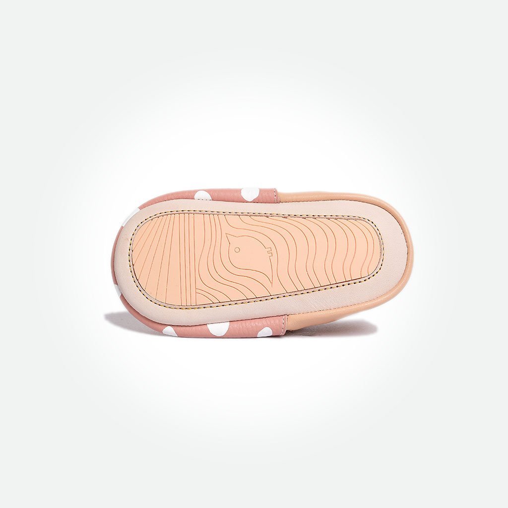 Baby Loafers Natural On Nude White Polkadots - Pyopp