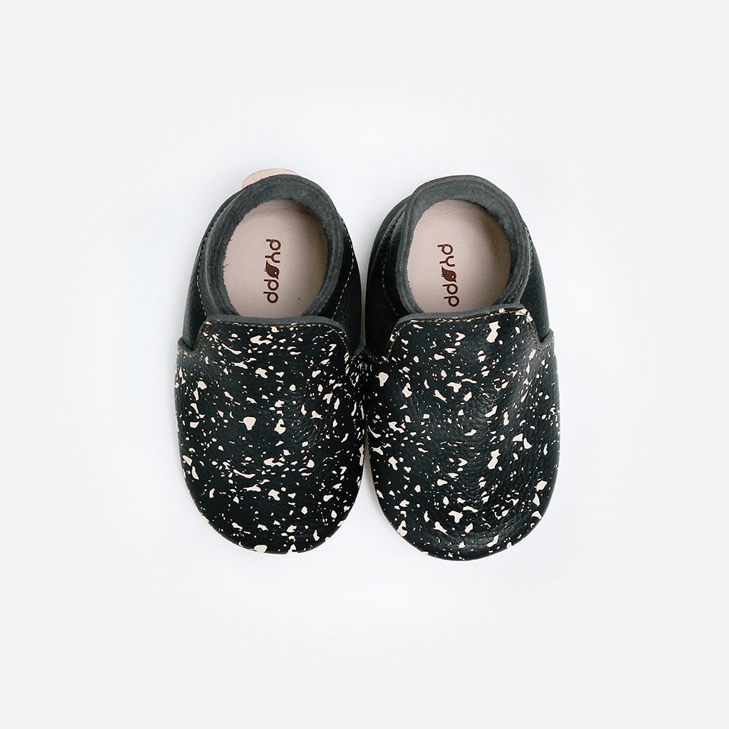 Baby Scandinavian Loafers - Black On Black Splash - Pyopp